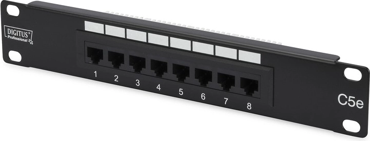 Patch panel 10" 8 ports Cat. 5e U/UTP 1U black DIGITUS