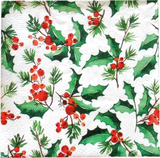 Kerstservetten hulst 3-laags 33 × 33 cm - 1 stuk