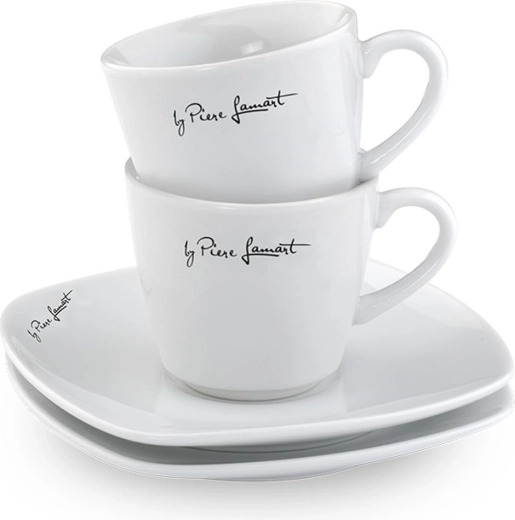 Lamart tasses à espresso en porcelaine avec soucoupes Dine, 2 pièces, 90 ml