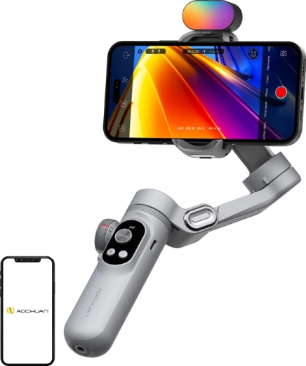 Aochuan Smart X Pro 3-axis smartphone stabilizer with RGB light (gray)