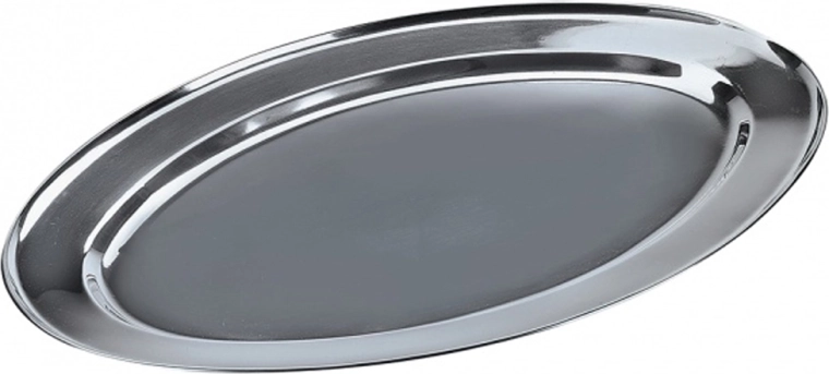 Plateau de service ovale en inox 45 cm
