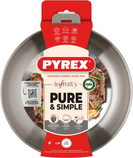 Pfanne Pyrex Infinity 20 cm aus Edelstahl mit abnehmbarem Griff