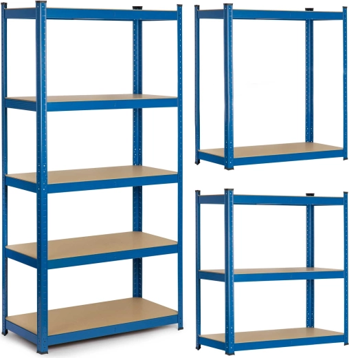 Metal Shelving Unit HUMBERG 180 × 90 × 40 cm, Blue, 5 Shelves, Load Capacity 875 kg