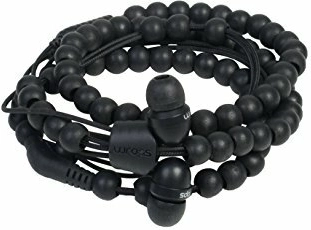 Wraps Natural Ebony black in-ear headphones with wooden beads