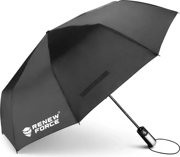 Folding automatic umbrella XL Renew Force black - 1 piece