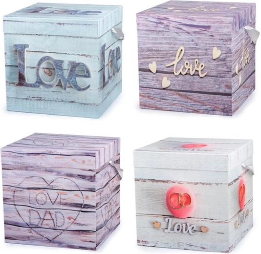 Cadeaudoos met strik 15 × 15 × 15 cm (mix motieven)
