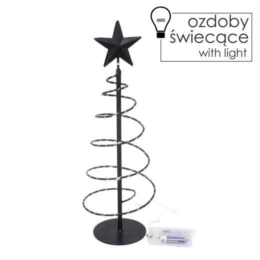 Kerstboompje van metaal met LED-verlichting 39 cm – zwart