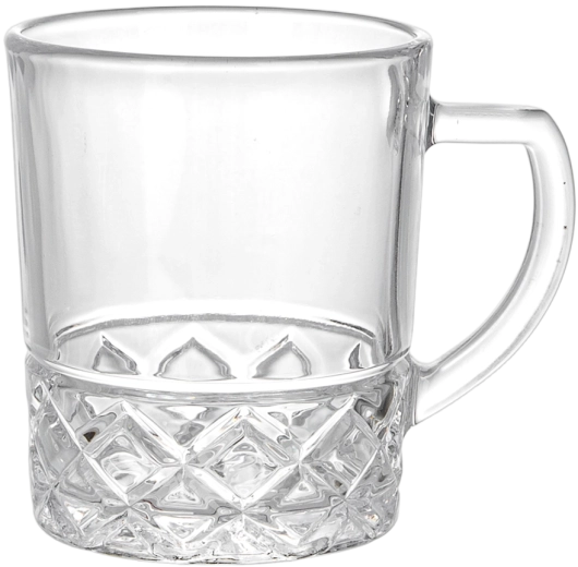 Set of 6 ribbed glass mugs with handle 240 ml