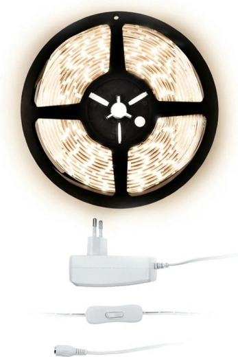 Ruban LED Solight 5 m avec adaptateur 12 V, blanc neutre 4000 K, IP20