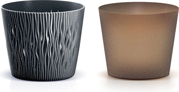 Planter Sandy Round Eco Wood 26.2 cm anthracite