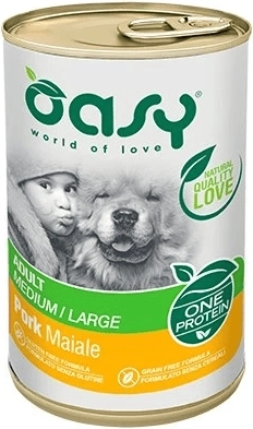 Oasy One Protein paté voor volwassen honden van middelgrote en grote rassen met varkensvlees 400 g