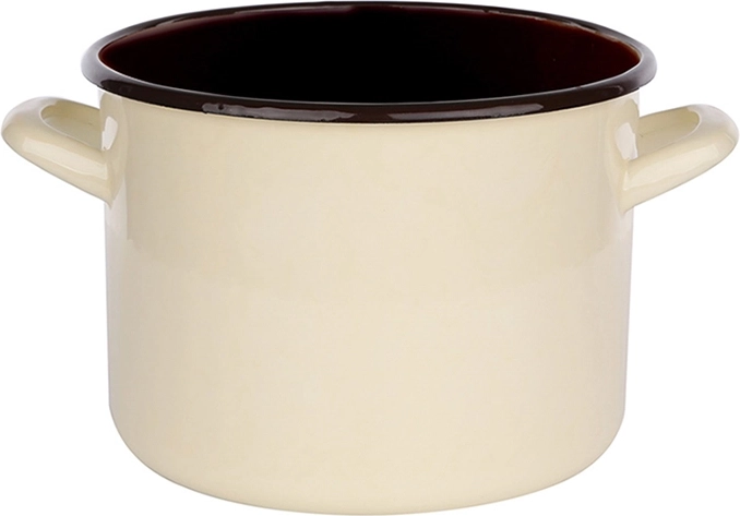 Silesia enamel pot 3.3 l, 18 cm, cream with dark interior