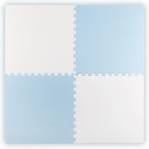 Grande dalle de puzzle en mousse RICOKIDS 60 × 60 cm, 4 pièces, bleu et blanc