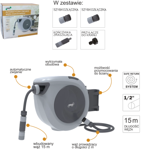 Automatic Garden Hose Reel 15 m