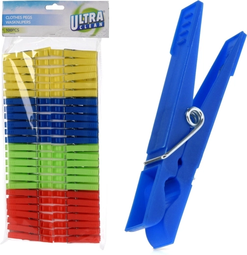 Ultra Clean plastic clothes pegs 100 pcs