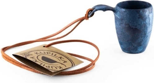 Kupilka K5M verre à liqueur avec anse et lanière en cuir, bleu 0,5 dl