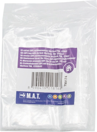 Sachets à fermeture éclair LDPE 18 × 25 cm, transparents (25 pcs)