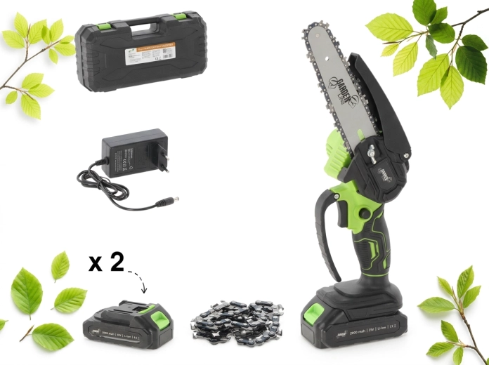 Cordless mini chainsaw 21 V with 15 cm bar