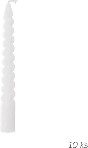 Dekorative gedrehte Kerzen weiß 10 cm, 10 Stk.