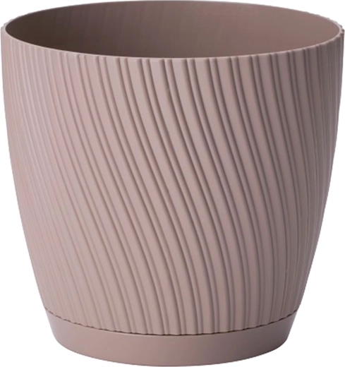 Pot de fleurs MIKA Eco Recycled avec soucoupe intégrée 23 cm gris‑beige
