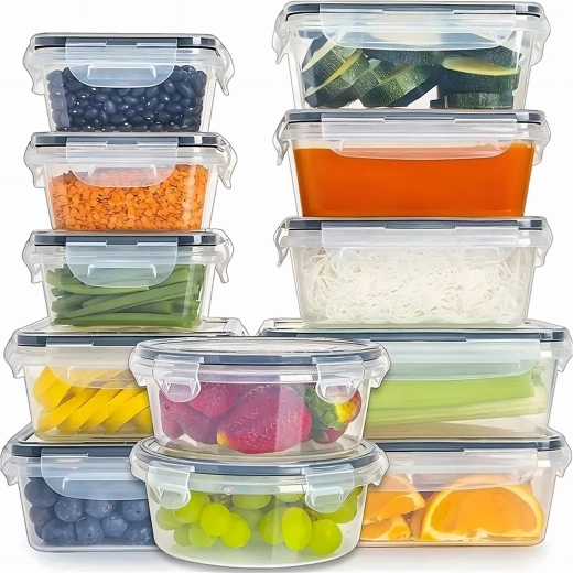 Set de 12 boîtes alimentaires en plastique avec couvercles hermétiques