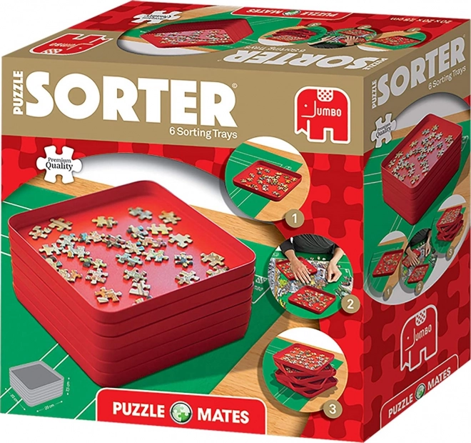 Puzzle Sorting Set – 6 trays, red, 20 × 20 cm JUMBO PUZZLE MATES