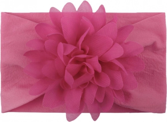 Children's headband with flower - dark pink, wide