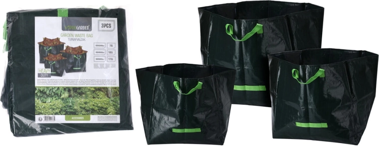 Faltbare Taschen für Gartenabfälle – Set mit 3 Stück (70, 105 und 175 l)