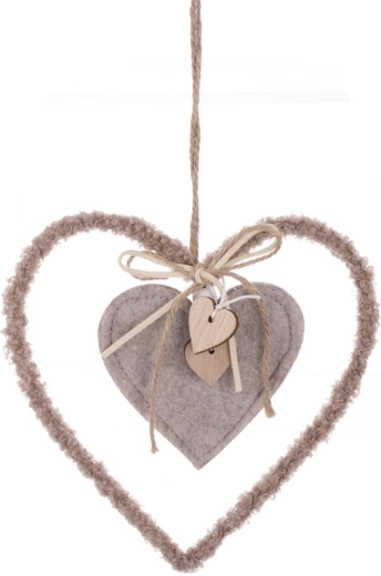Hangende decoratie hart bruin 16 cm