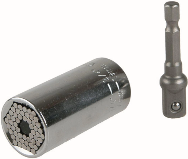 Universal 3/8" socket for 7–19 mm bolts with adapter