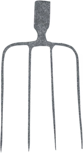 Gesmede viertandige vork zonder steel met hamerslaglak