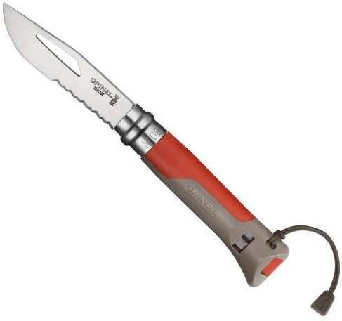 Opinel N°08 Outdoor Inox rood – zakmes met fluitje