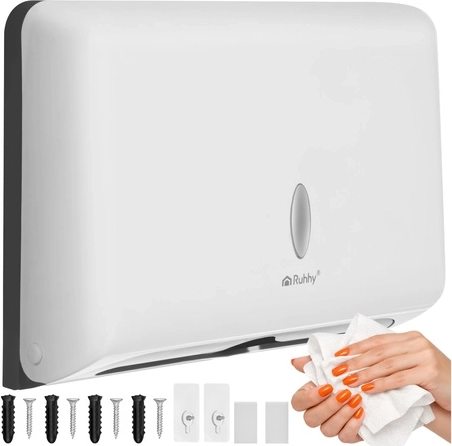 Wall-mounted dispenser for folded paper towels ZZ Ruhhy, white - 1 piece