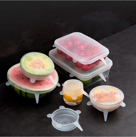 Couvercles alimentaires en silicone (universels) 6 pcs - blanc