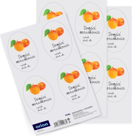 Flessenstickers voor huisgemaakte abrikozenbrandewijn (12 stuks, CZ)