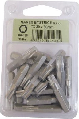 Embout Torx T30, 30 mm, chromé, lot de 30 pièces