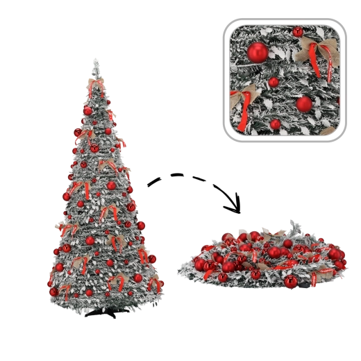 Sapin de Noël artificiel pliable Wanda 150 cm avec éclairage LED et décorations
