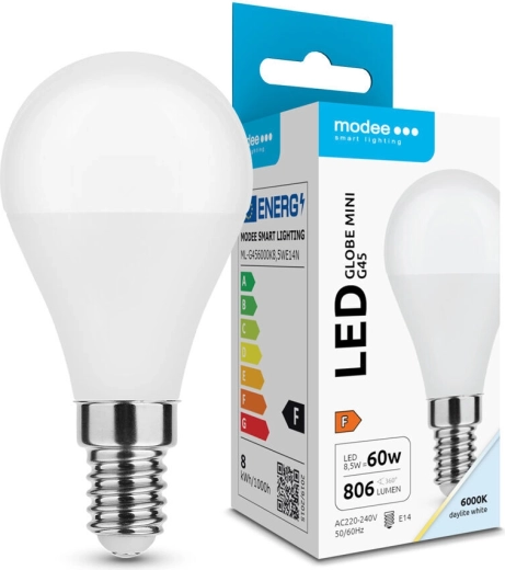 Modee LED-Glühbirne Globe Mini G45 8,5 W E14 806 lm kaltweiß
