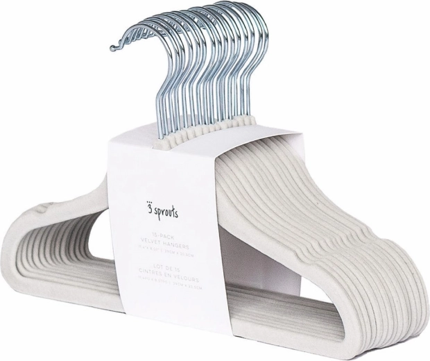3 Sprouts velvet kids hangers 15 pcs gray