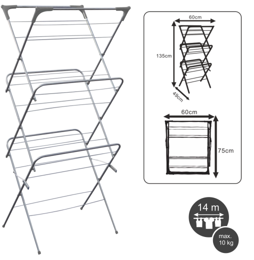 Dreistöckiger Wäscheständer Camilla, klappbar