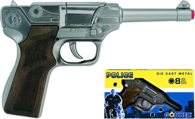 Police pistol silver metal 8 shots