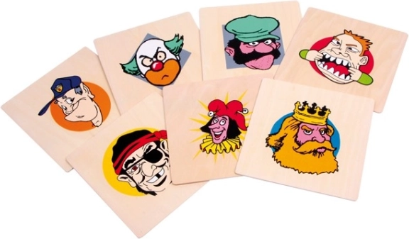 Holz-Geburtstagsteller Lustige Köpfe SMALL FOOT, Set 7 Stk.