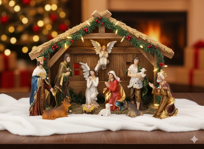 Set of Christmas nativity figurines, 11 pcs, height up to 21 cm