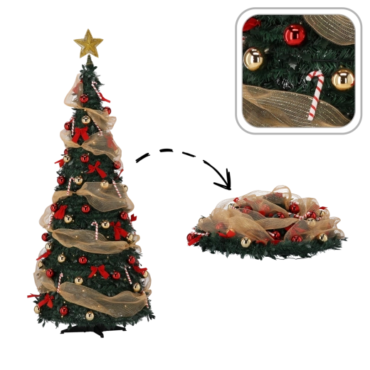 Sapin de Noël artificiel pliable Lidia 150 cm avec éclairage LED