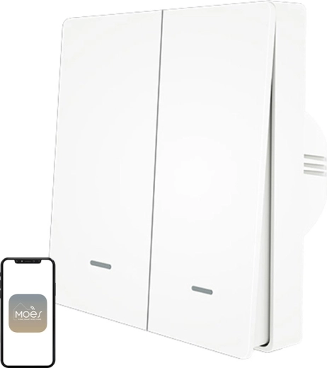 Interrupteur intelligent d’éclairage ZigBee 3.0 MOES à deux canaux - 1 pièce