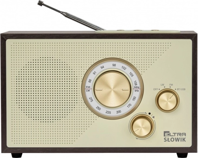 table radio OR Słowik with USB, Bluetooth and FM/LW – dark brown wood