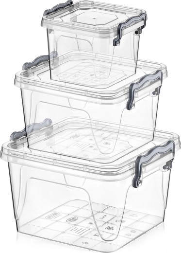 Ensemble de boîtes carrées Multi Box 0,55 l, 1,2 l et 2,4 l