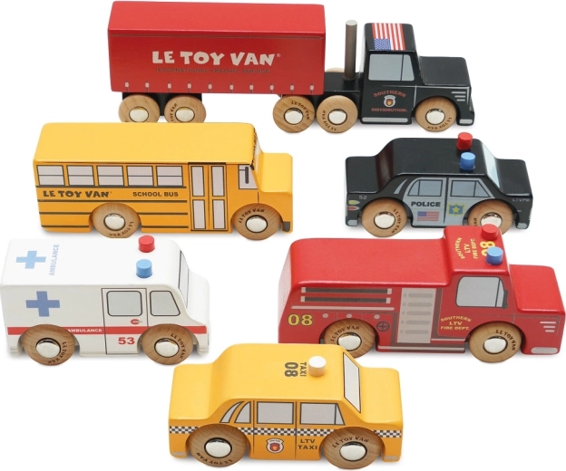 Houten voertuigen New York Le Toy Van - 6 stuks