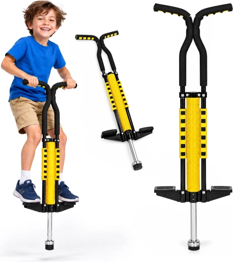 Bâton sauteur pogo pour enfants, jaune, jusqu’à 80 kg