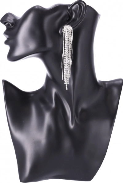 Lange oorbellen met kristallen kristallen - zilver